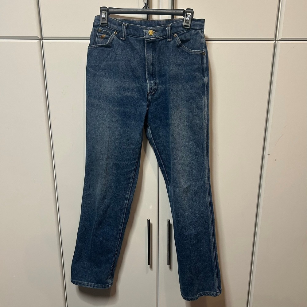 Vintage‎ Wrangler High Waisted Straight Leg Jeans Medium Wash Blue Denim MR920NA
